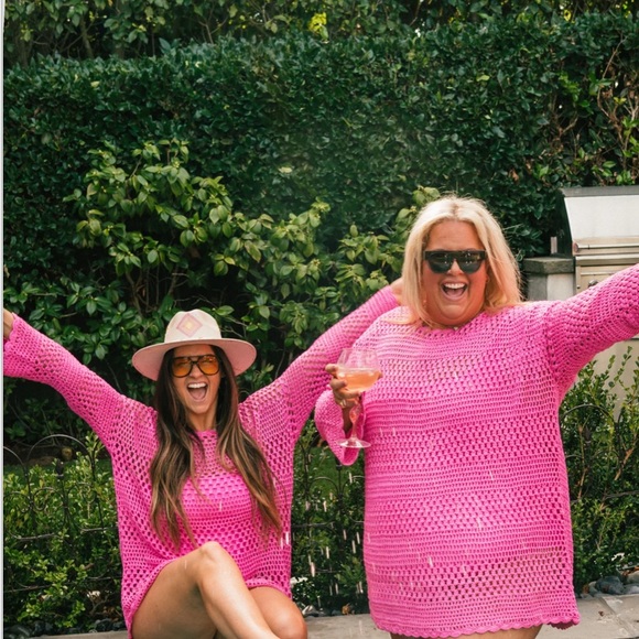 NWT Show Me Your MuMu Soldout Limited Edition Paula Crochet Pullover 3x Hot Pink - Picture 4 of 6